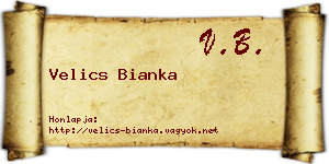 Velics Bianka névjegykártya